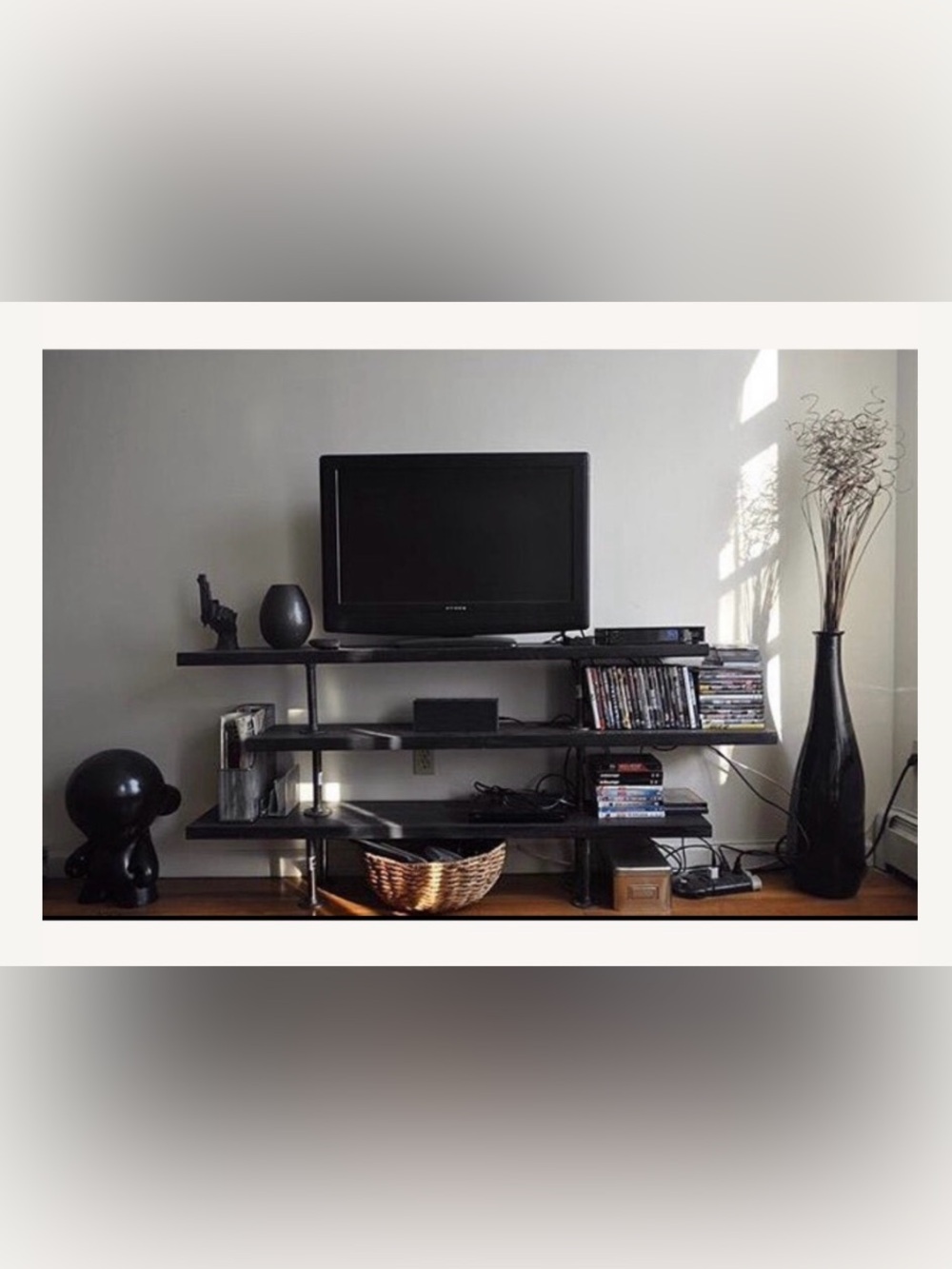 Black 3-Tier Media Console Shelf